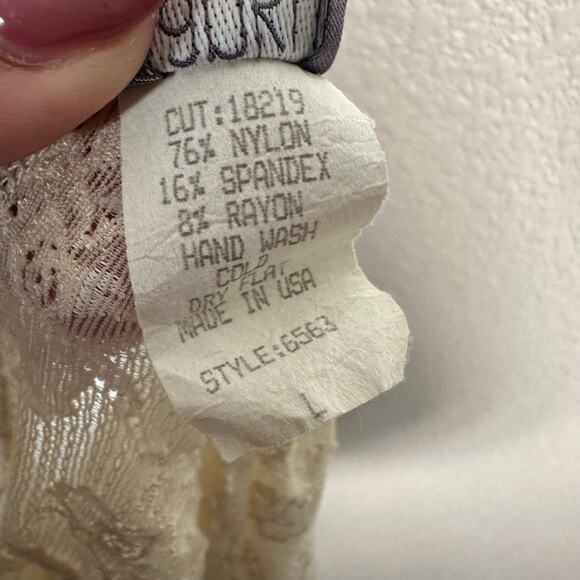 Hanky Panky Womens Sheer Lace Button Down Tie Top in Cream Size Large - Picture 7 of 10